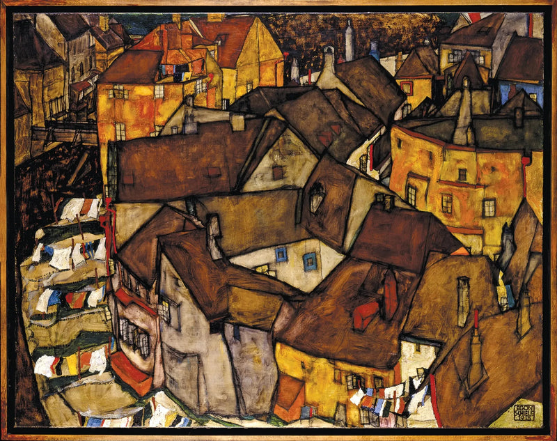 Croissant af Huse (Den lille By V) - Egon Schiele