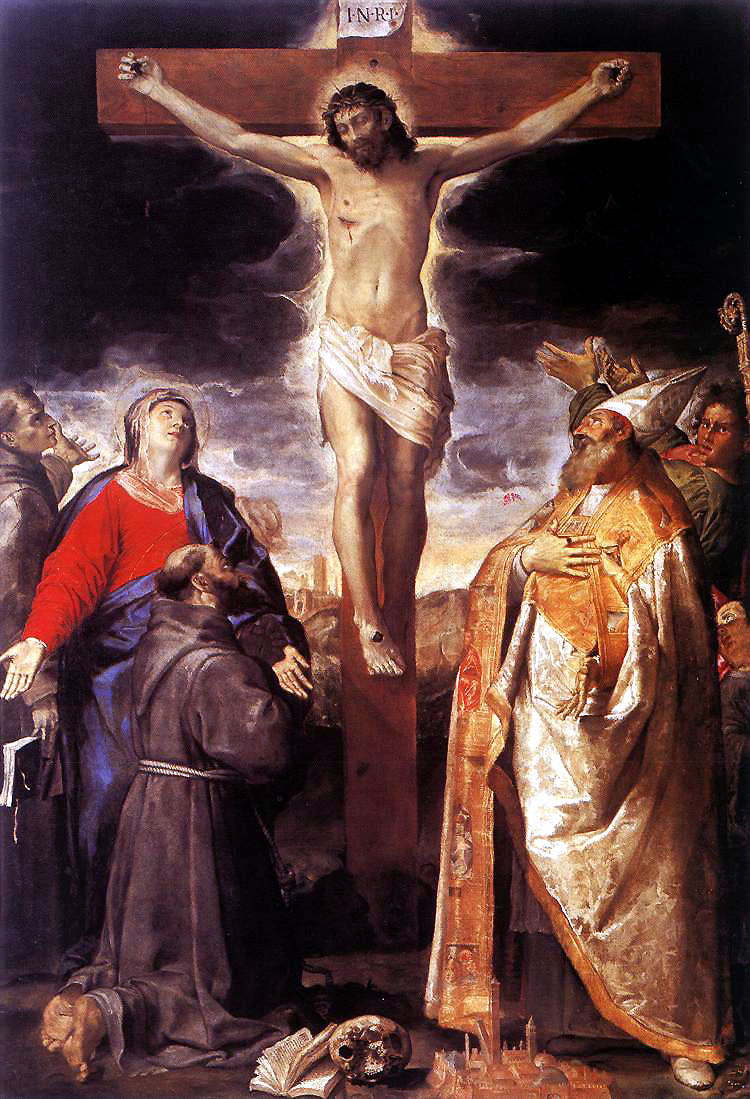 Korsfæstelse med helgener - Annibale Carracci