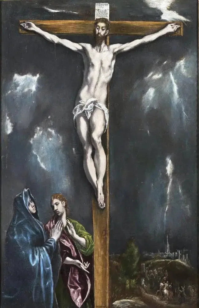 Korsfæstelse med Jomfru Maria og Sankt Johannes Evangelisten - El Greco