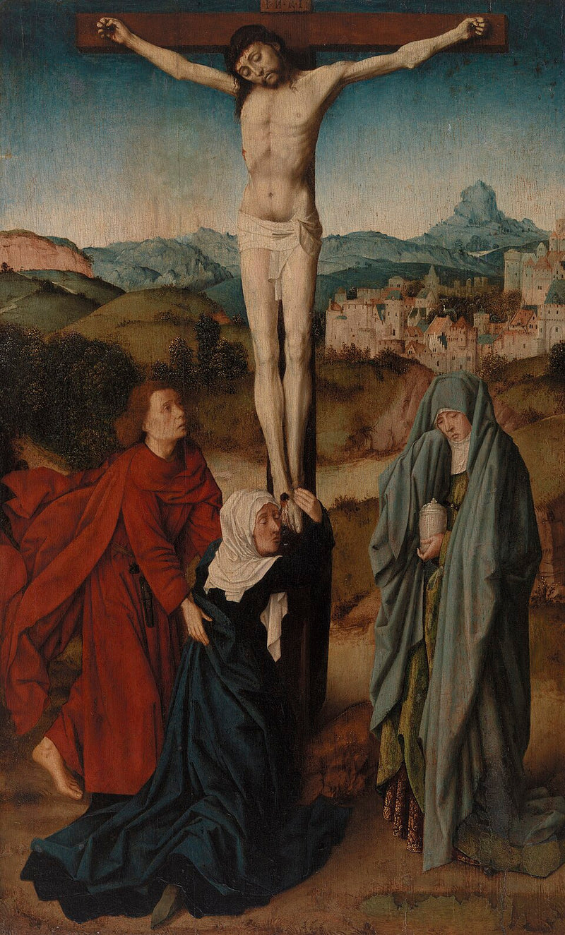 Korsfæstelse med Jomfruen, Sankt Johannes og Marie-Magdalena - Gérard David