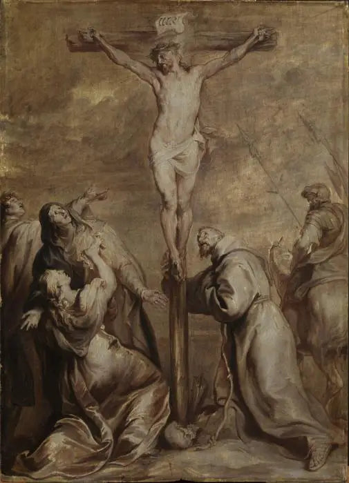 Korsfæstelse med Saint François - Antoine van Dyck