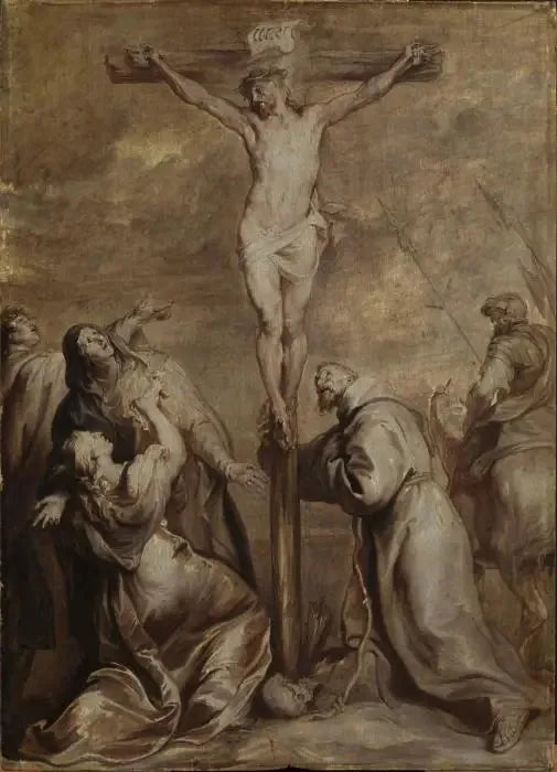 Korsfæstelse med Saint François - Antoine van Dyck