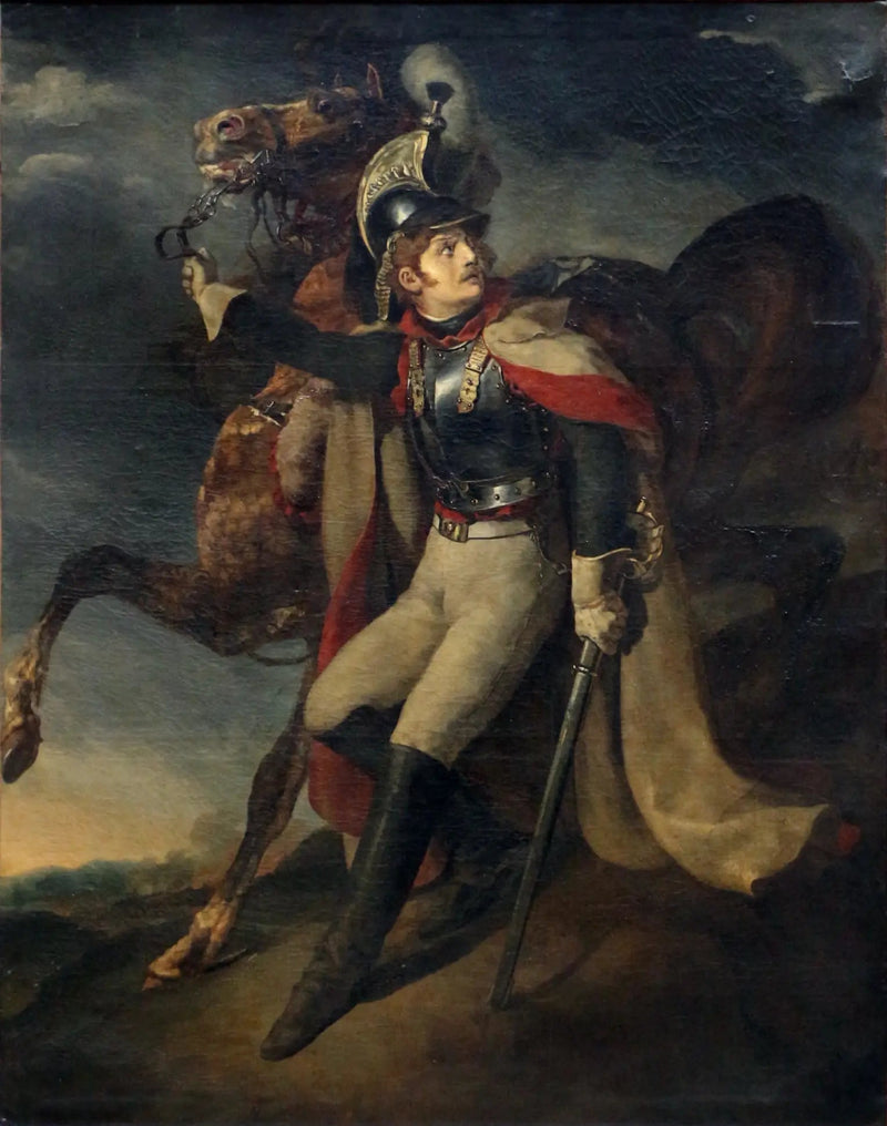 Såret kavaleri forlader ilden - Théodore Géricault