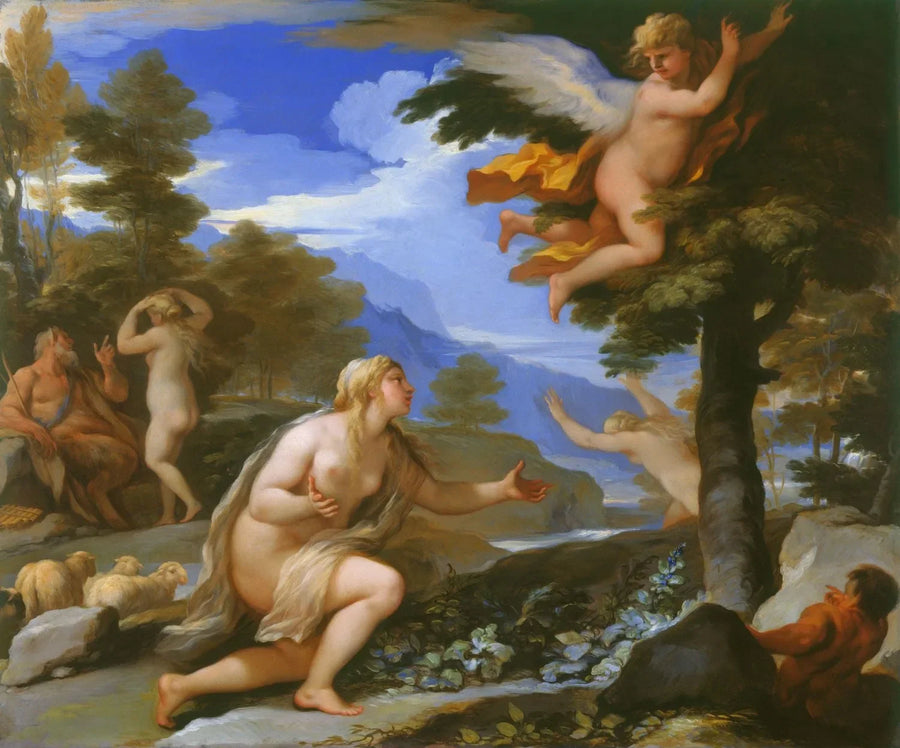 Cupidon, der forlader Psyche - Luca Giordano