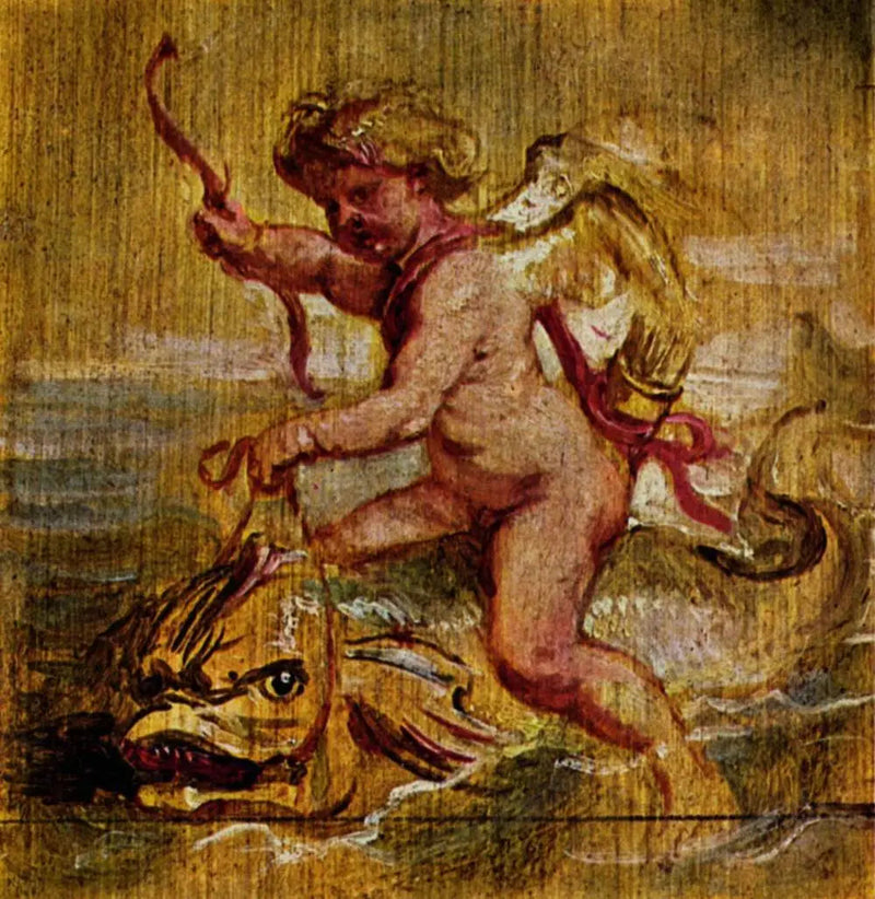 Cupidon ridende på en delfin - Peter Paul Rubens