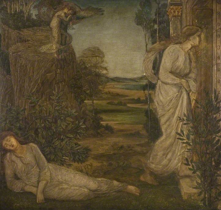 Cupidon og Psyche - Grønne vægmalerier i paladset - Edward Burne-Jones
