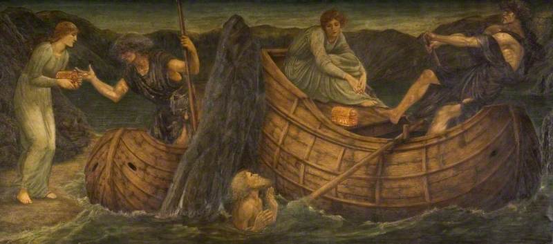 Cupidon og Psyche - Grøn vægmaleri fra paladset - Edward Burne-Jones