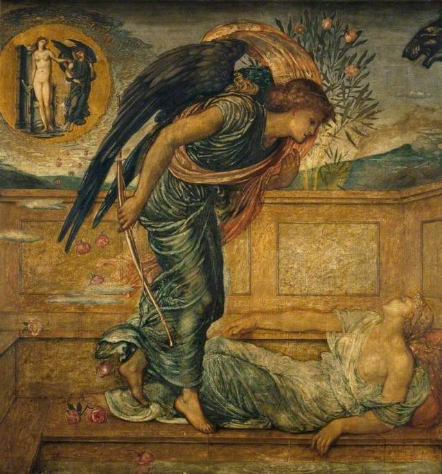 Cupidon og Psyche - Grøn vægmalerier fra paladset - Edward Burne-Jones