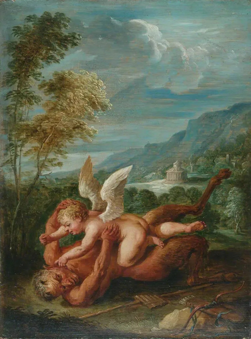 Cupidon sejrende Pan (efter Annibale Carracci) - David Teniers den Yngre