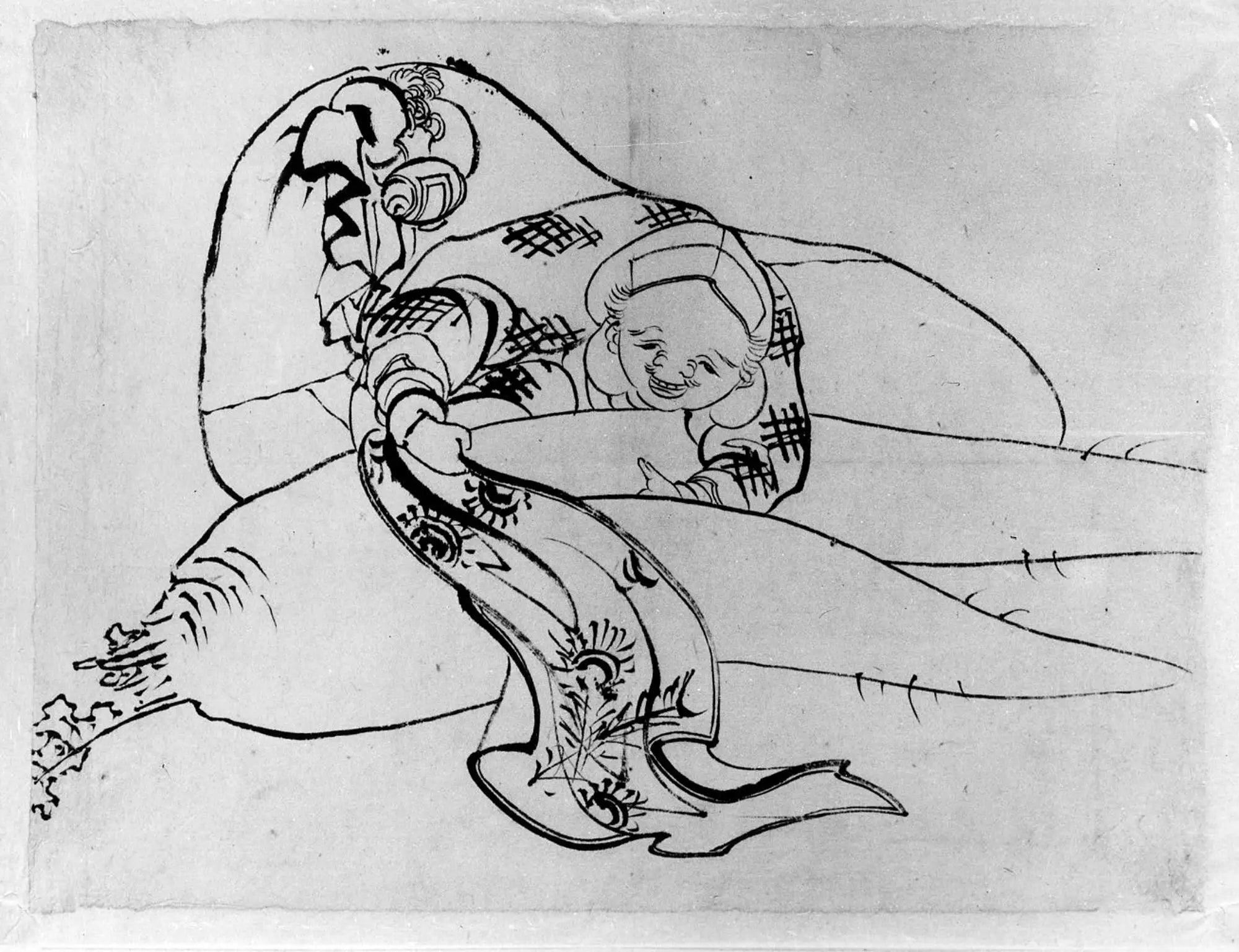 Daikoku (Dieu de la chance) avec radis - Hokusai - Alpha Reproduction