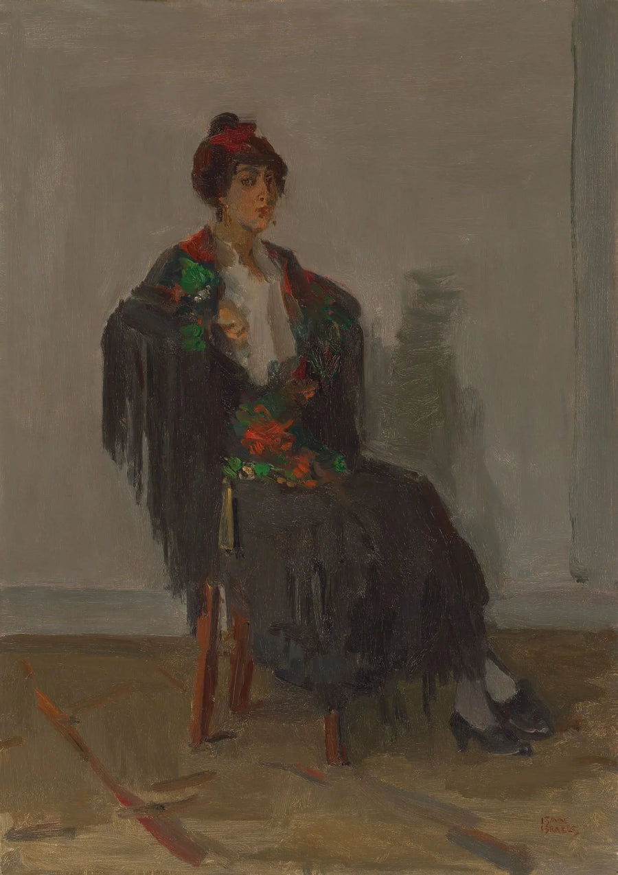 Dame siddende i en spansk kjole - Isaac Israel