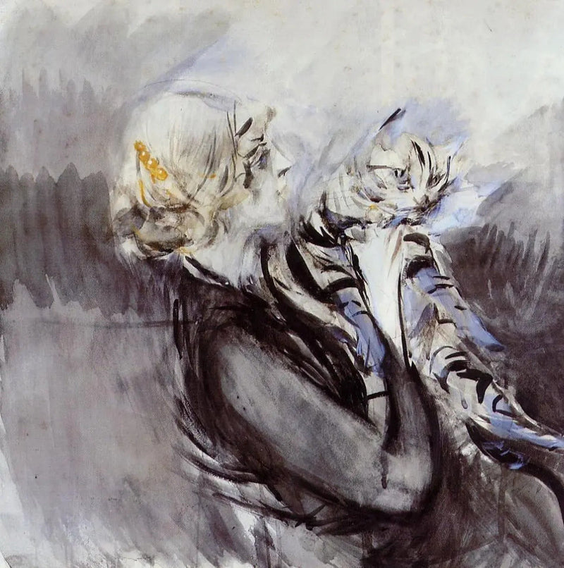 Dame med kat - Giovanni Boldini