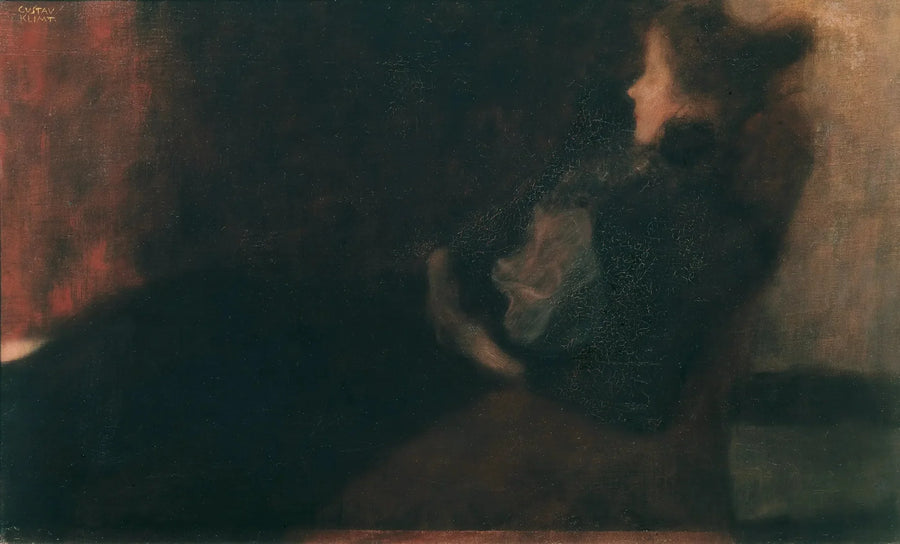 Dame ved pejsen - Gustav Klimt