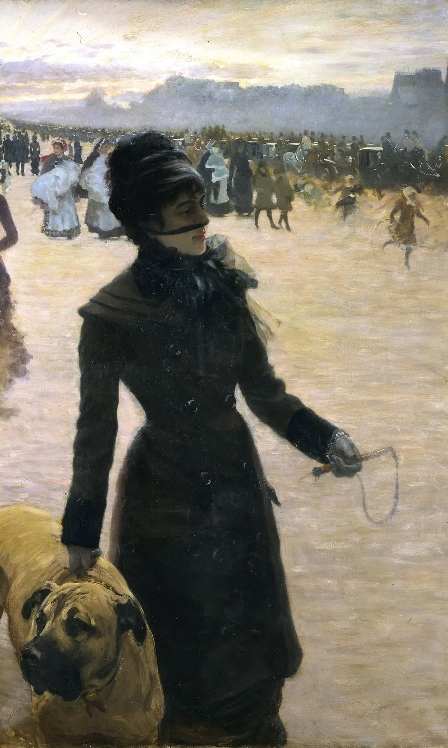 Dame med en hund - Giuseppe De Nittis