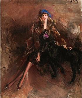 Dame med en sort levrier - Giovanni Boldini