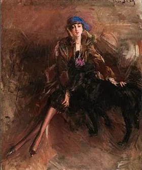 Dame med en sort levrier - Giovanni Boldini