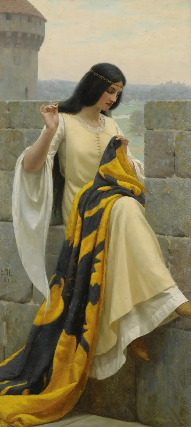 Dame brodende banneret - Edmund Blair Leighton