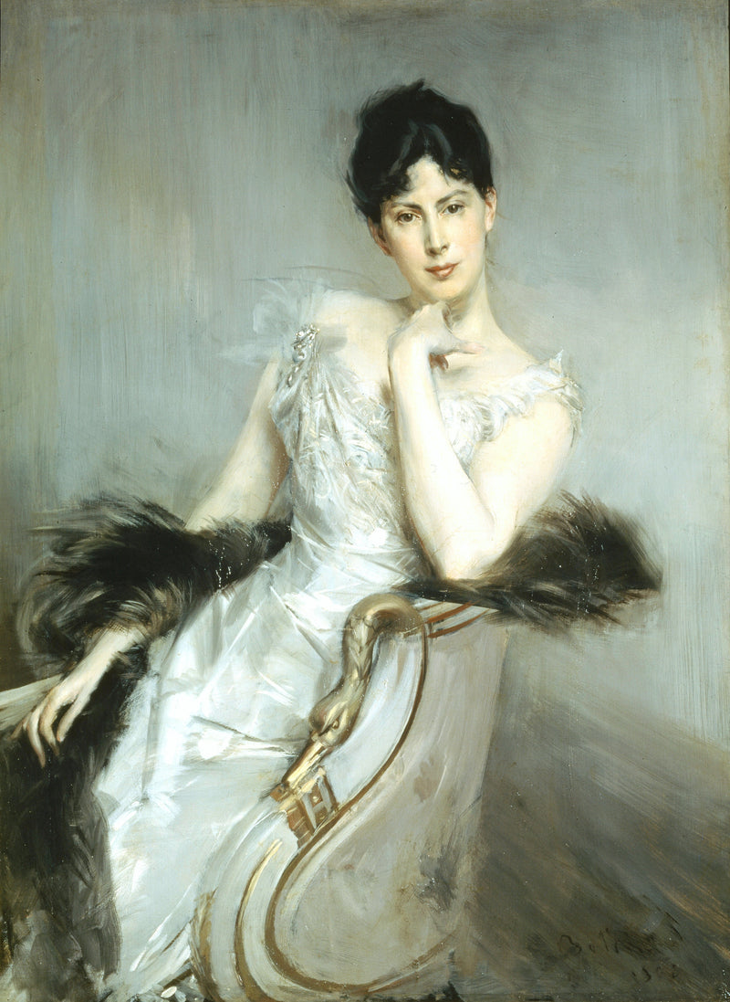 Dame i hvid kjole - Giovanni Boldini