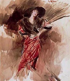 Dame en robe rouge - Giovanni Boldini - Alpha Reproduction