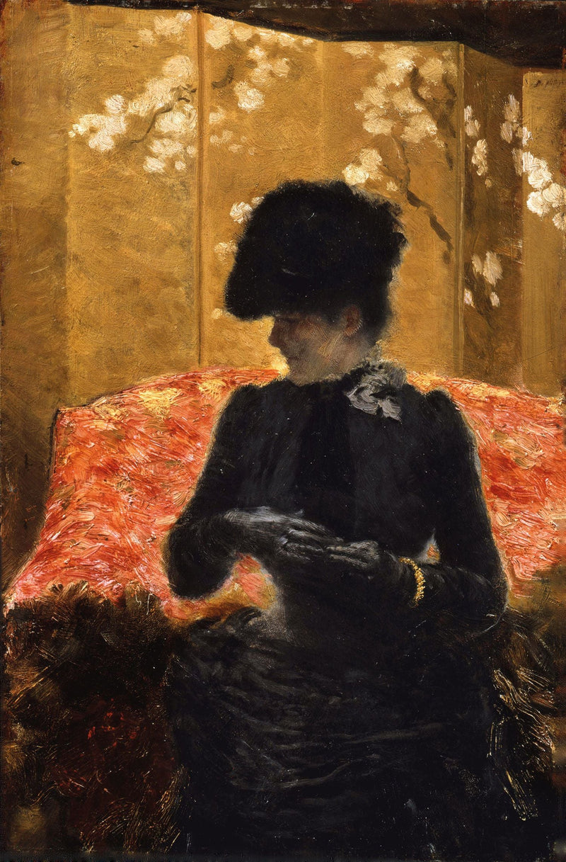 Dame på den røde sofa - Giuseppe De Nittis
