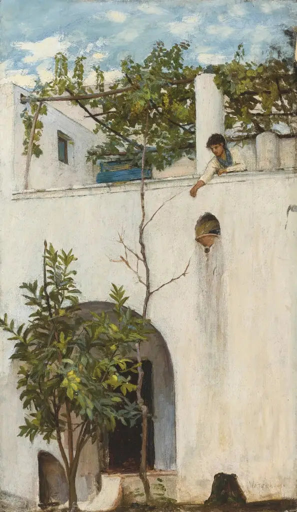 Dame på en balkon, Capri - John William Waterhouse