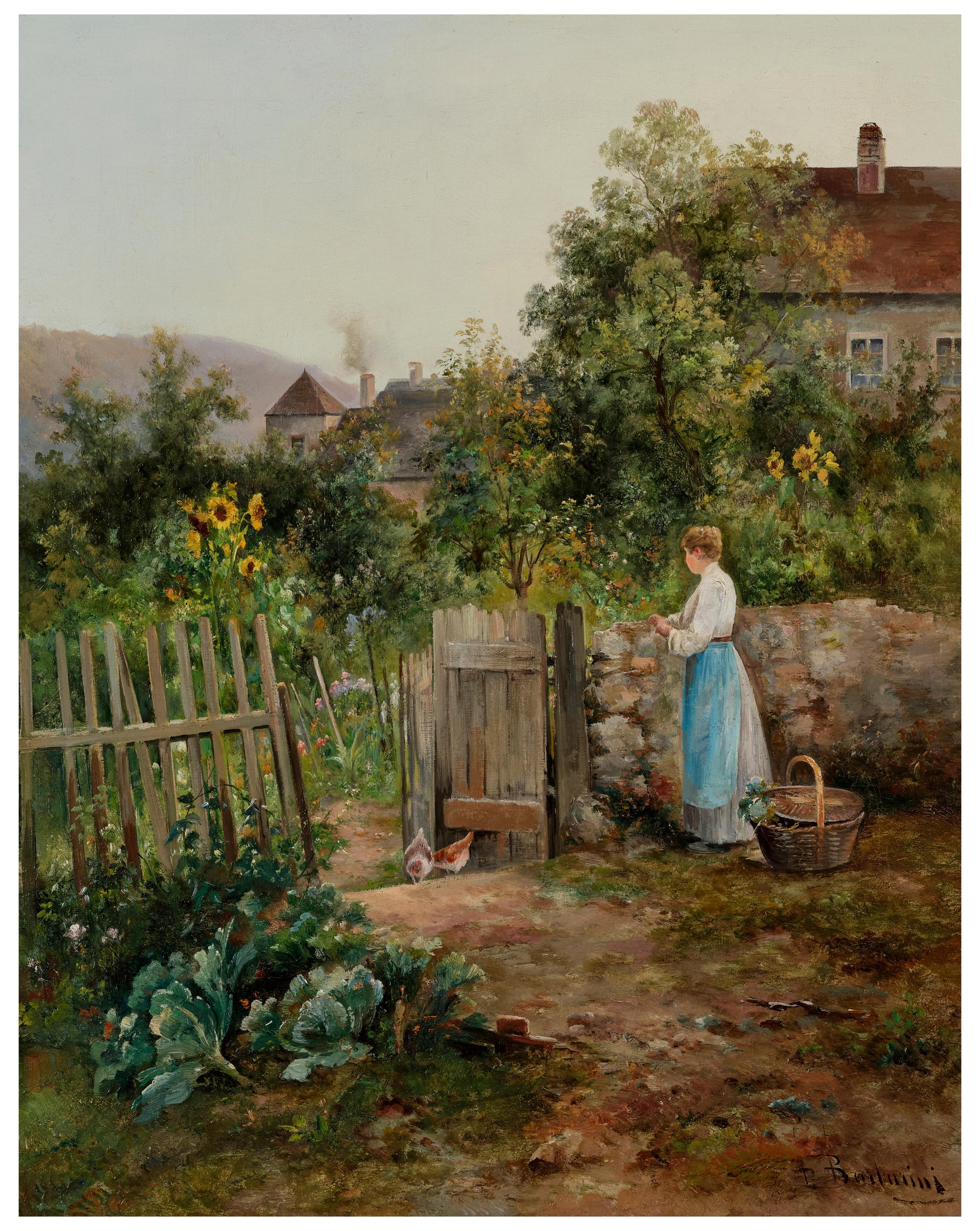 Dans le jardin de la maison de Emil Barbarini, reproduction du tableau