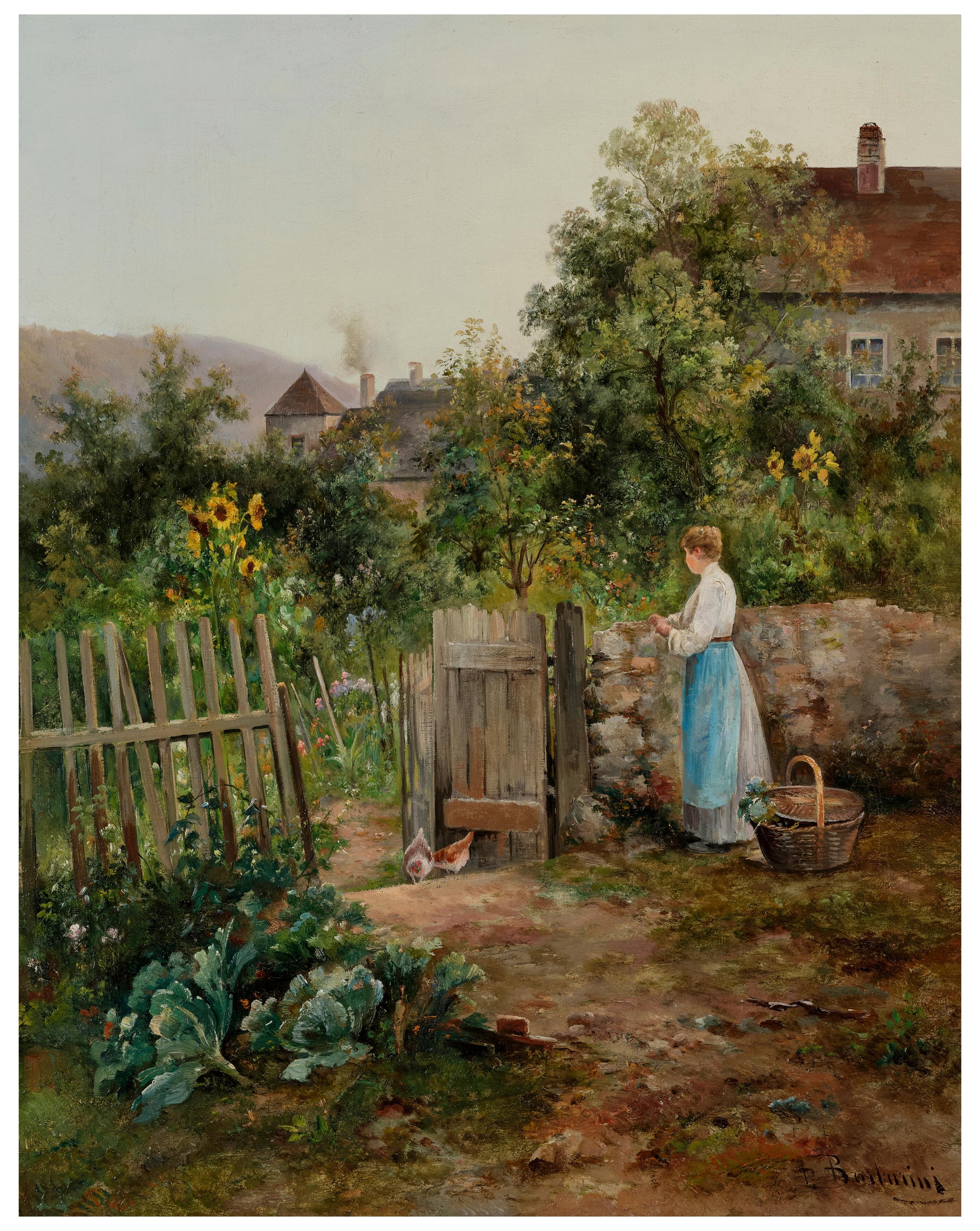 Dans le jardin de la maison de Emil Barbarini, reproduction du tableau
