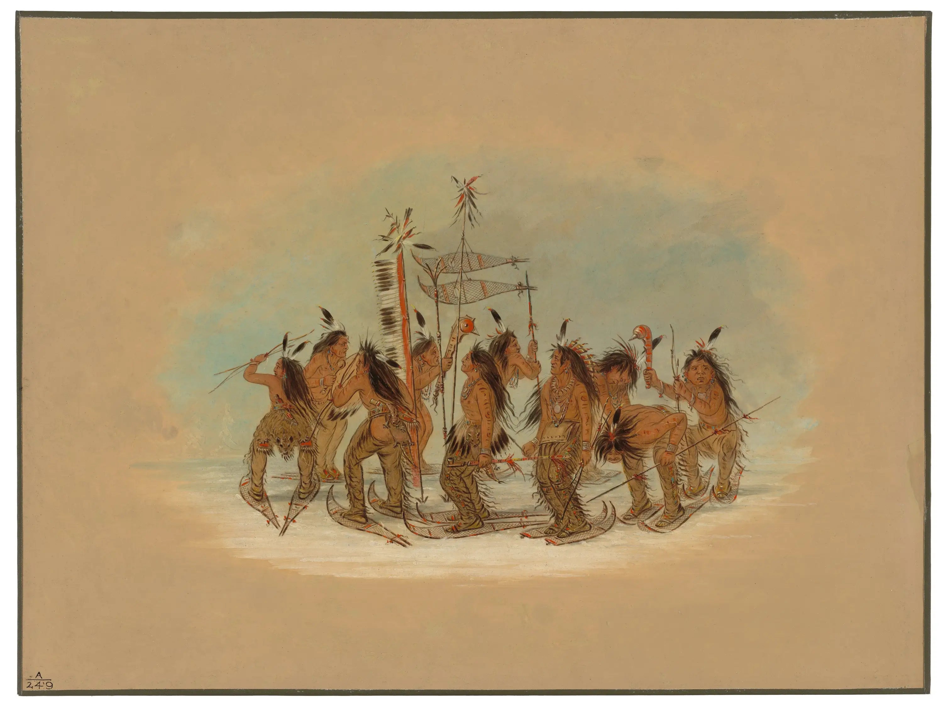 Danse des raquettes à neige - Ojibbeway - George Catlin - Alpha Reproduction