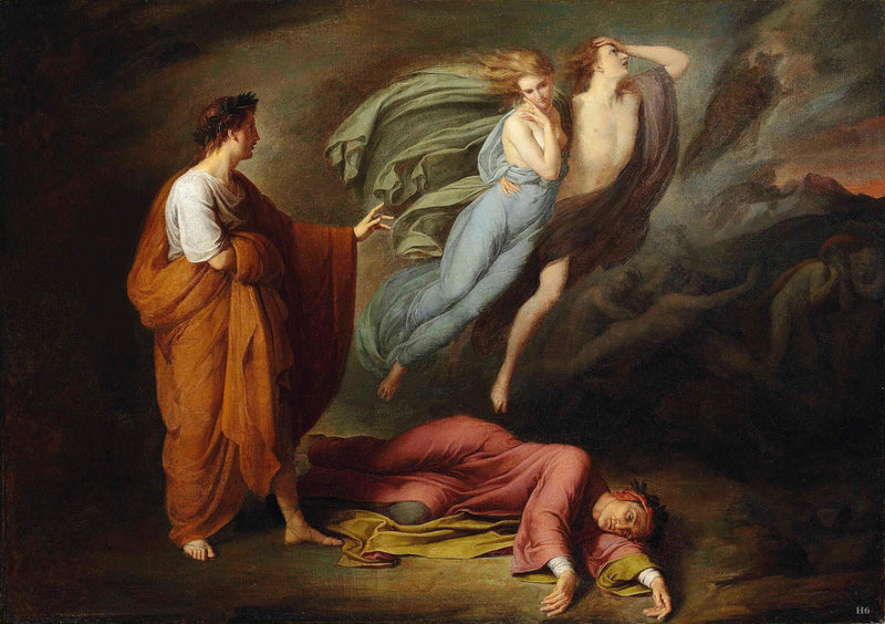 Dante og Vergil med Paolo og Francesca - Ary Scheffer