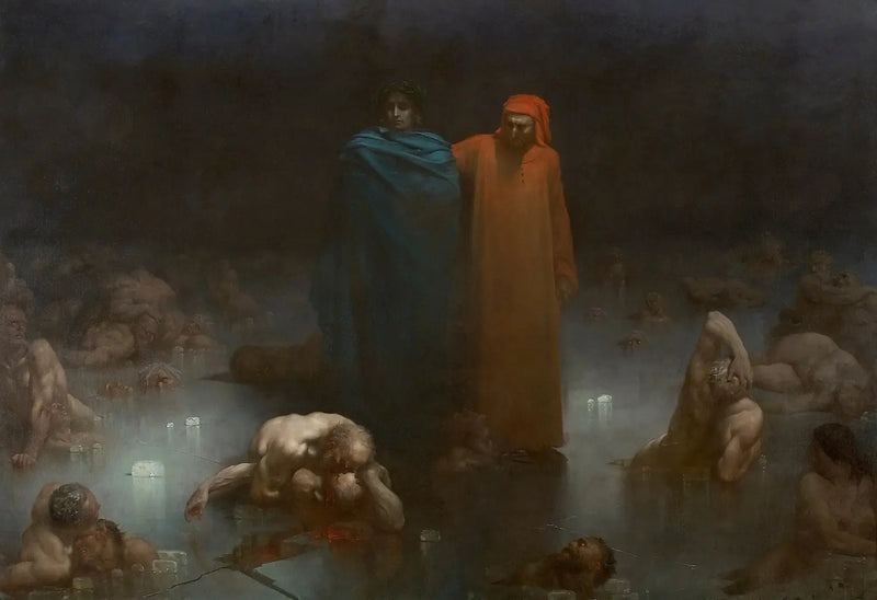 Dante og Vergil i det niende kreds af Helvede - Gustave Doré