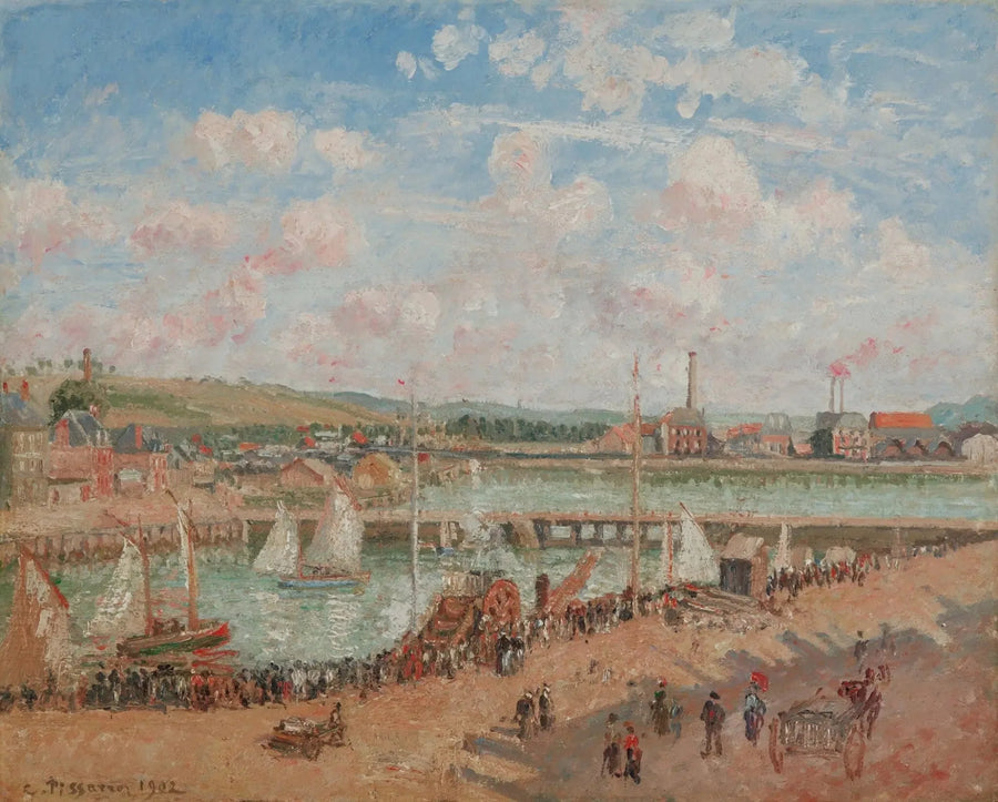 Fiskerbåd, Dieppe, morgen, gråvejr - Camille Pissarro
