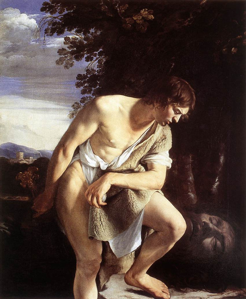 David, der betragter Goliaths hoved - Orazio Gentileschi