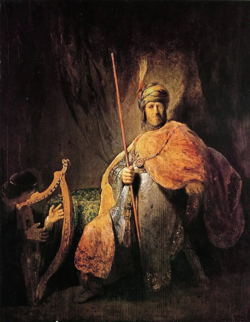 David spiller harpe foran Saul - Rembrandt