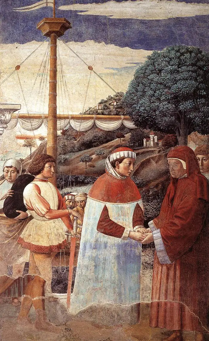 Landgang ved Ostia (scene 5, østvæggen) - Benozzo Gozzoli