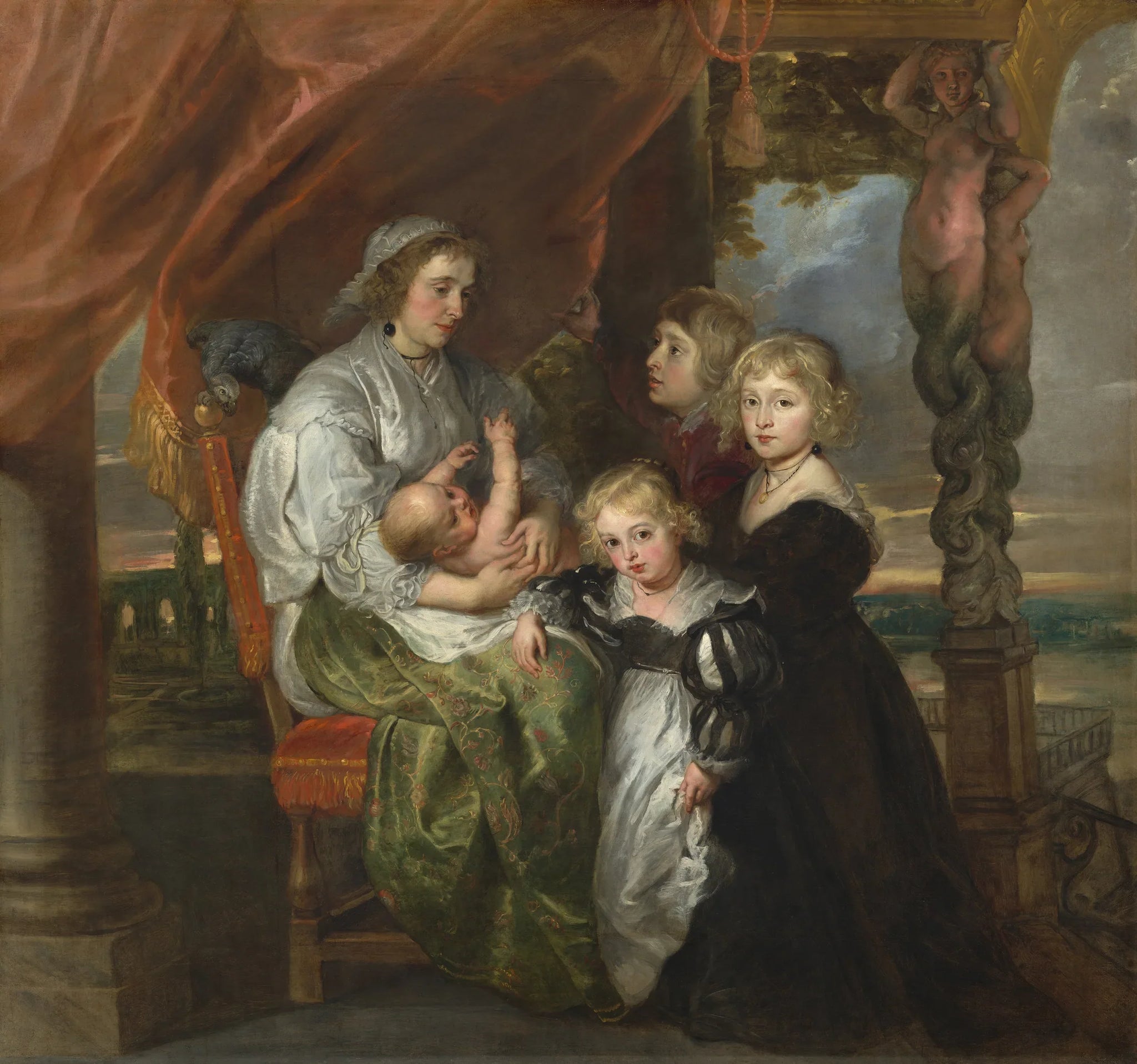 Deborah Kip, épouse de Sir Balthasar Gerbier, et ses enfants - Jacob Jordaens image 1 reproduction artisanale de tableau