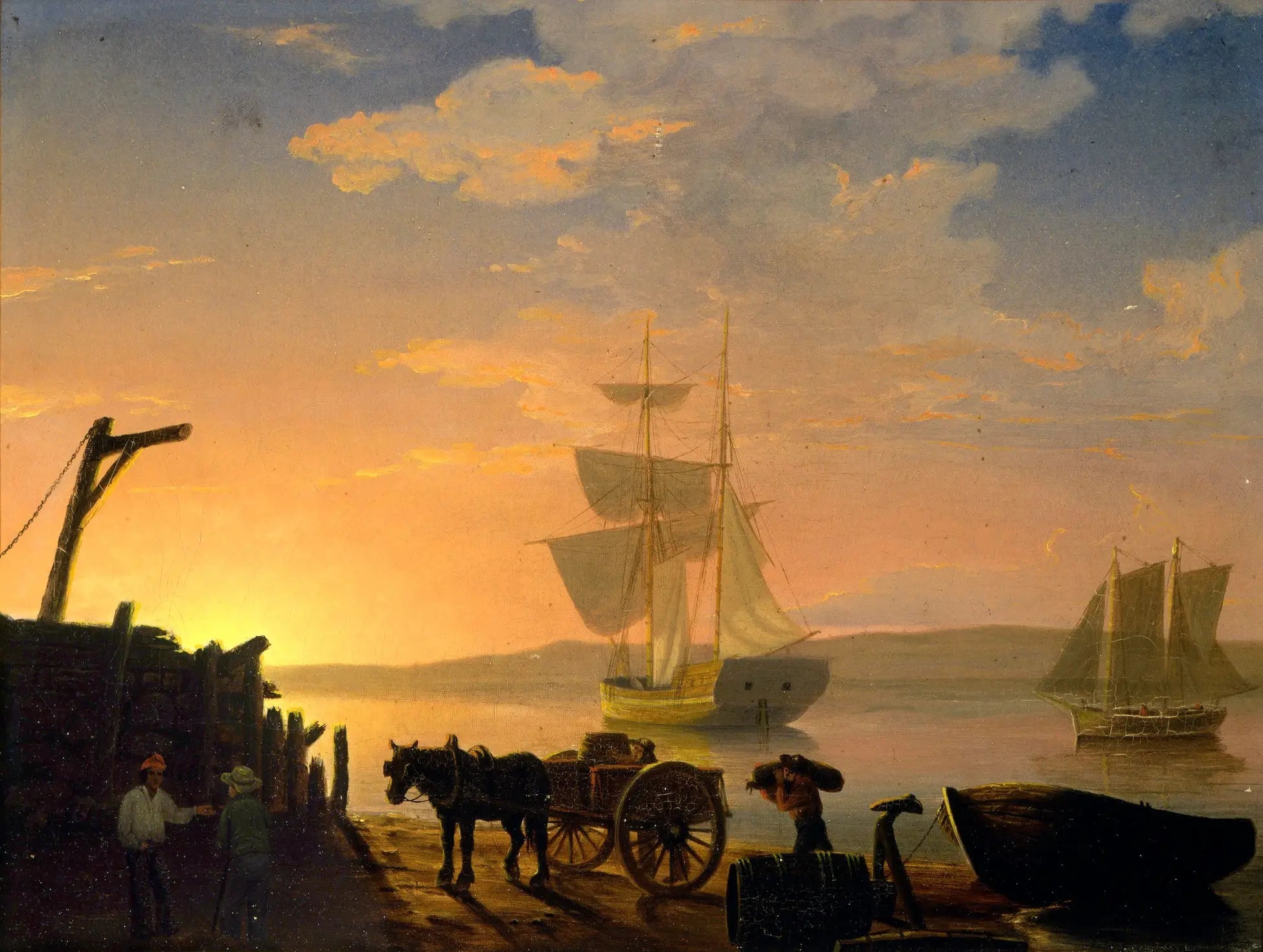 Déchargement d'un navire - Fitz Henry Lane image 1 reproduction de peinture à l’huile