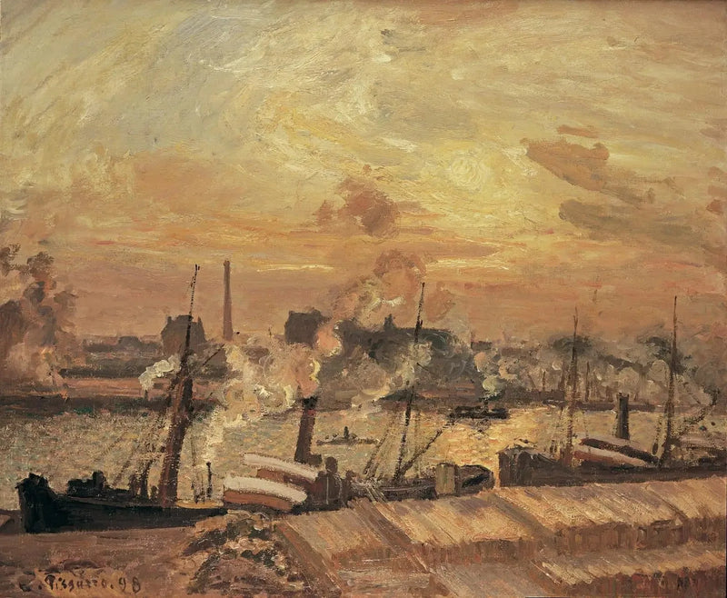 Aflæsning af træ, Boursekaj, solnedgang - Camille Pissarro