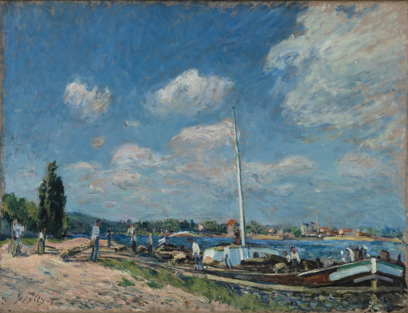 Losning af pramme i Billancourt - Alfred Sisley