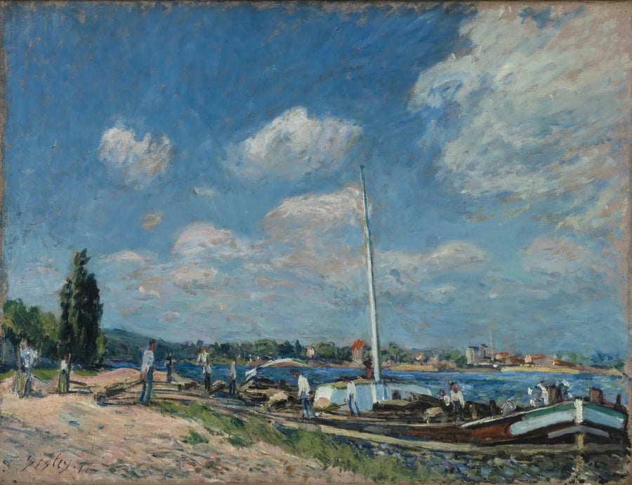 Losning af pramme i Billancourt - Alfred Sisley