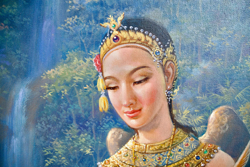 Déesse Kinnaree | 170 x 120 cm Reproductions de tableaux à la peinture à l’huile