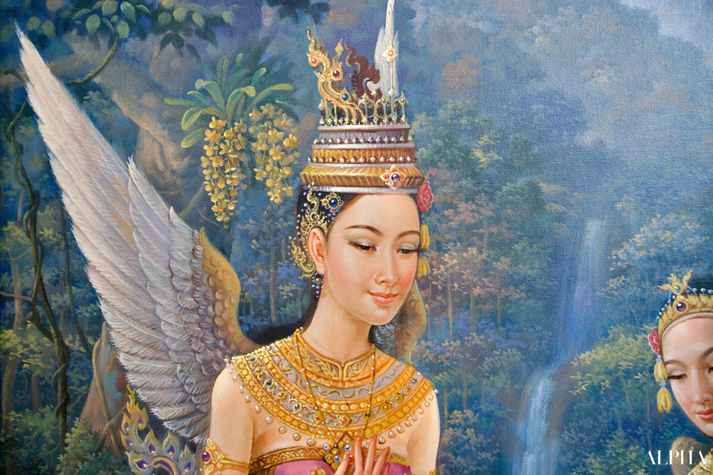 Déesse Kinnaree | 170 x 120 cm Reproductions de tableaux à la peinture à l’huile