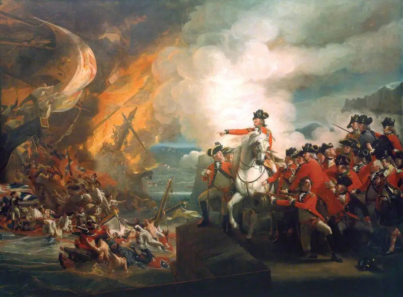 Nederlaget for Gibraltar flydende batterier, september 1782 (Gibraltar-besættelsen) - John Singleton Copley