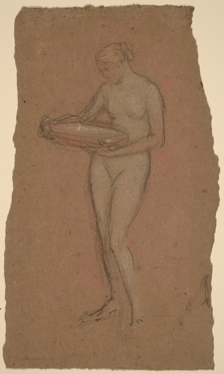 Standing Female Nude Holding a Bowl [recto] - James McNeill Whistler