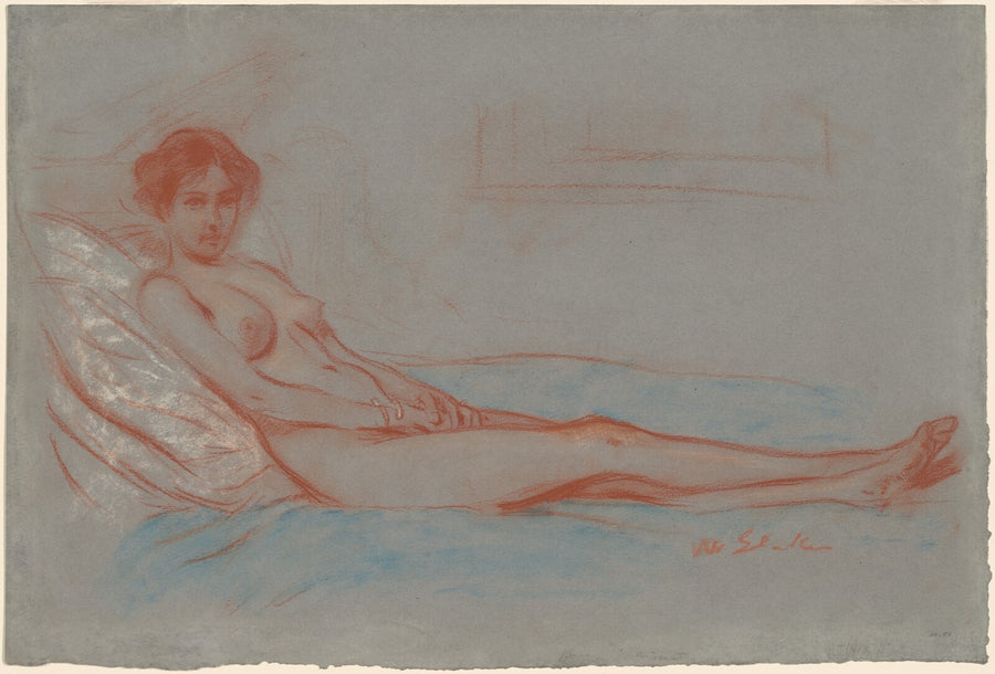 Reclining Female Nude - William James Glackens