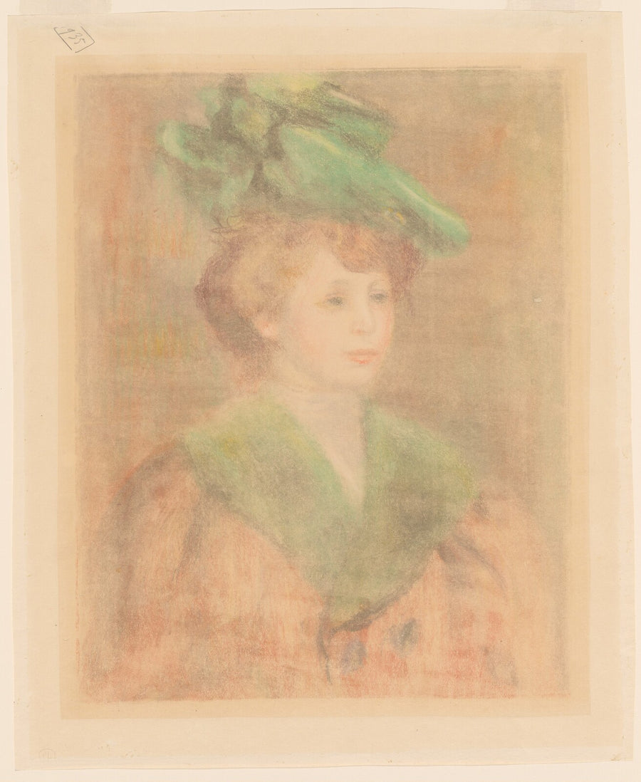 Lady with Green Hat (Mlle. Dieterle?) - Auguste Renoir