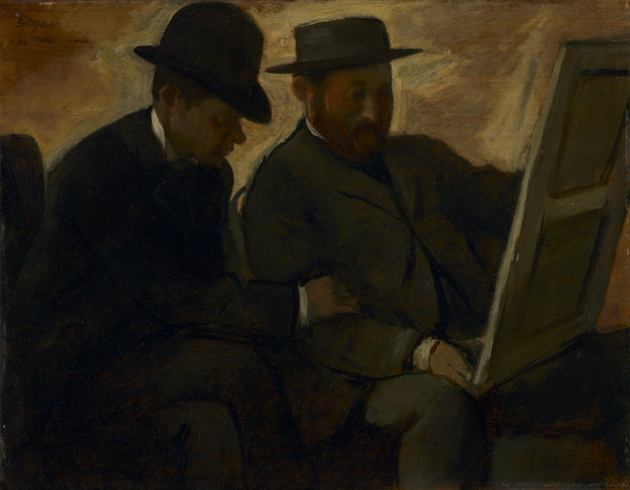 Paul Lafond og Alphonse Cherfils undersøger et maleri - Edgar Degas