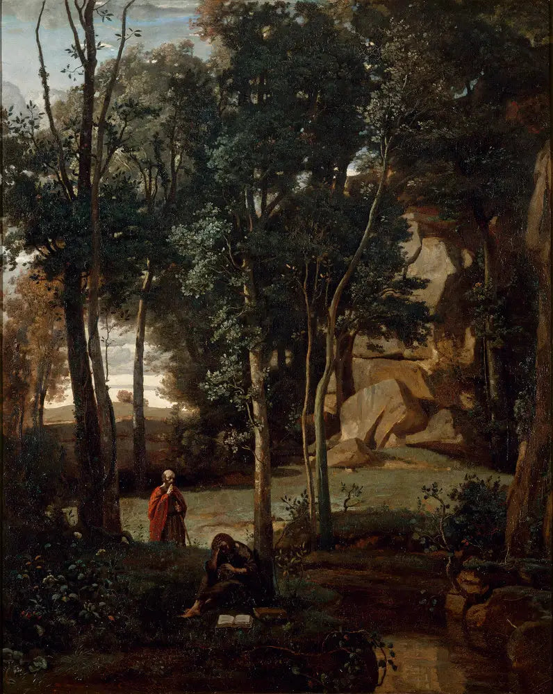 Démocrite og Abdéritains, landskab - Jean-Baptiste Camille Corot