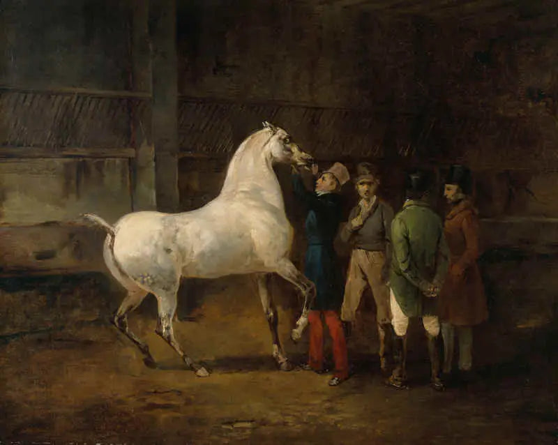 Demonstration af en hvid hest - Théodore Géricault
