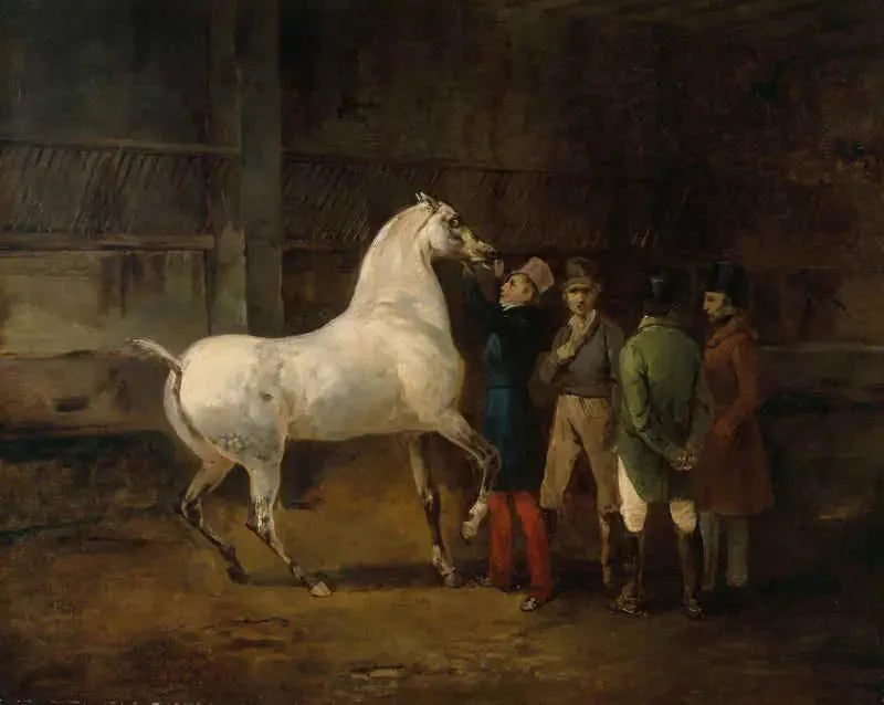 Demonstration af en hvid hest - Théodore Géricault