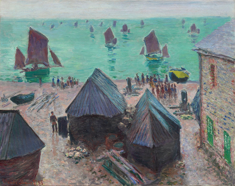 Bådenes afgang, Étretat W1025 - Claude Monet